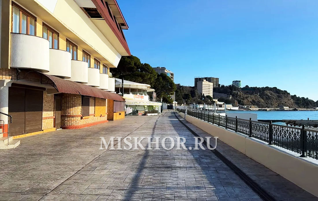 Реконструкция мисхорского парка, центральная набережная и пляжи мисхора, февраль 2026